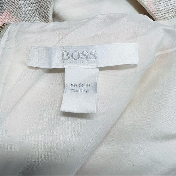 Hugo Boss Diemoni Sleeveless A-line Dress Houndstooth Tweed Pink/Grey Size 8 - Picture 10 of 11